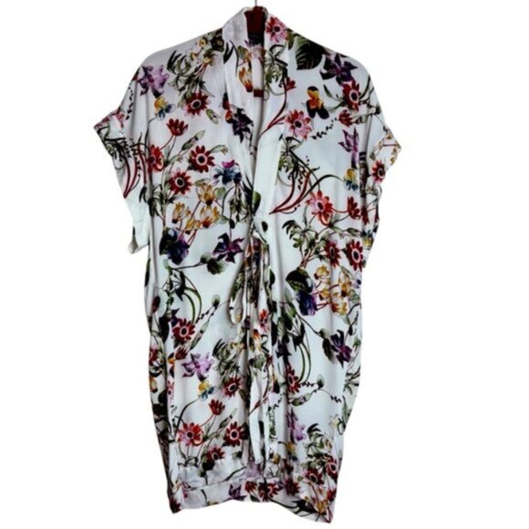 Vici Women’s Medium Multicolour Floral Blouse Top Shirt  with Tie Buttons - Picture 1 of 10
